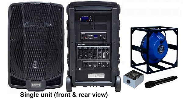 CAWSS Apex Pro: altavoz aéreo, unidad mezcladora, altavoz subacuático con jaula y micrófono inalámbrico