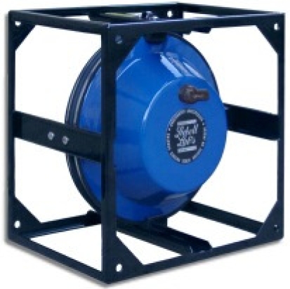 Transductor azul Lubell LL9162 en una jaula negra con suspensión antichoque